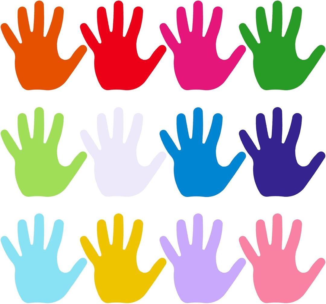 Kisston 360 Pcs Hand Cutouts Paper 3.9 Inch Assorted Color Die Cuts for DIY Craft Projects School Classroom Bulletin Board Decor