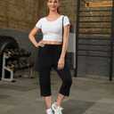 OLIKEME Women's Yoga Capri Pants Loose Drawstring High Waisted Sweatpants Lounge Running Gym Short With Pockets (L)