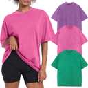 Womens Vintage Oversized T Shirts Acid Washed Baggy Cotton Tee Workout Gym Shirts Boyfriend Short Sleeve Tops, Medium