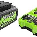 Greenworks 24V 4.0Ah Lithium-Ion Battery (Genuine Battery) & 24V Battery Charger (Genuine Charger) : Health & Household