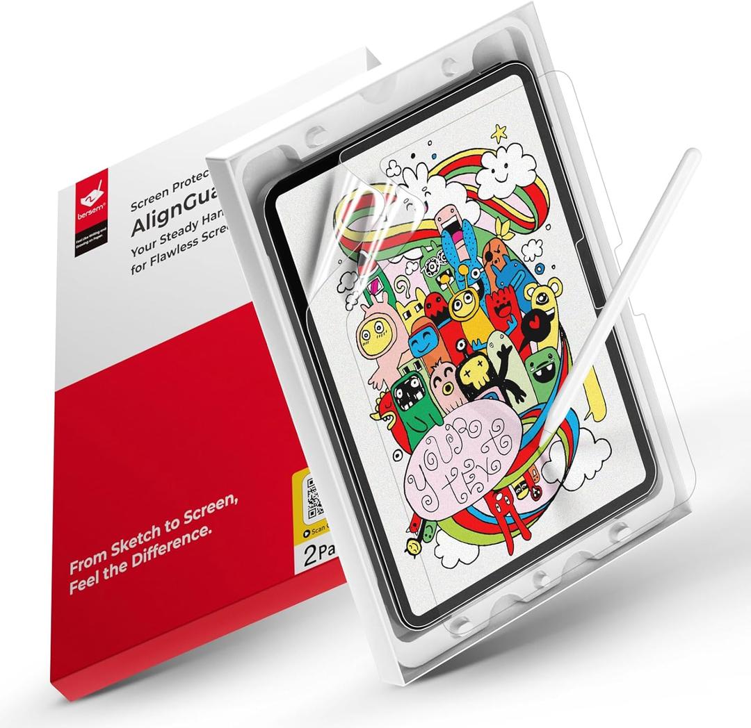 bersem 2 Pack Paperfeel (AlignGuard Pro) Screen Protector Compatible with iPad Pro 11 Inch M5 2025 / M4 2024, Crafted for Natural Writing, High Sensitivity, Less Reflection