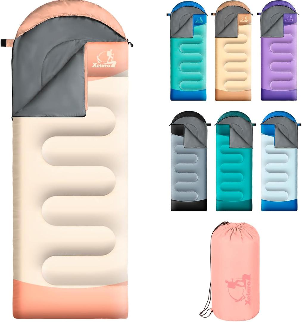 Sleeping Bags for Adults Kids - 3 Season Cold&Warm Weather Waterproof Camping Sleeping Bags - Lightweight Sleeping Bags for Camping Hiking Outdoor Travel (Pink&Gray)