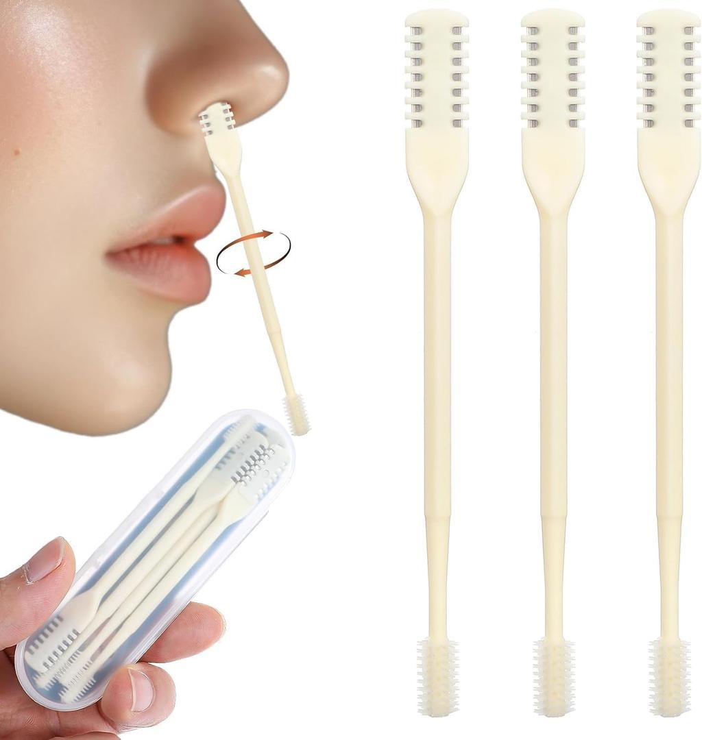 Nasal Hair Cutter,Upgraded Double Sided Nose Knife,Manual 360 Nostril Hair Remover Tool,Nose Hair Trimmer for Men, Women, Soft Cleaning Brush