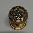 Antique Brass Door Knob with Intricate Floral Design  Privacy Handles Elegant and Durable for Interior Doors, Classic Vintage Look for Home or Office Decor (Antique Brass, Privacy-2.375 in)