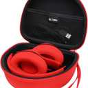LTGEM Headphone Case for Beats Studio3/Solo3/Solo2/Solo Pro Wireless On-Ear Headphones - Travel Carrying Storage Bag (Outer Red+Inner Black) 7.7*6.4*3.4