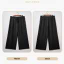 Eytino Womens Plus Size Pants Summer Elastic High Waist Drawstring Casual Loose Wide Leg Trousers Pants with Pockets (Black, 1X-5X)