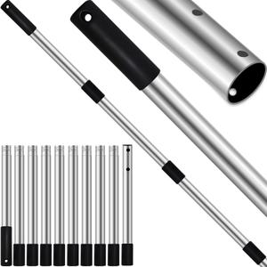 Pool Pole Telescopic 12 Ft Heavy Duty, Professional Adjustable Stainless Steel Swimming Pool Pole for Skimmer Net, Brush, Vacuum Head, Strong Grip & Lock, Pool Cleaning Pole, Pool Brush Pole