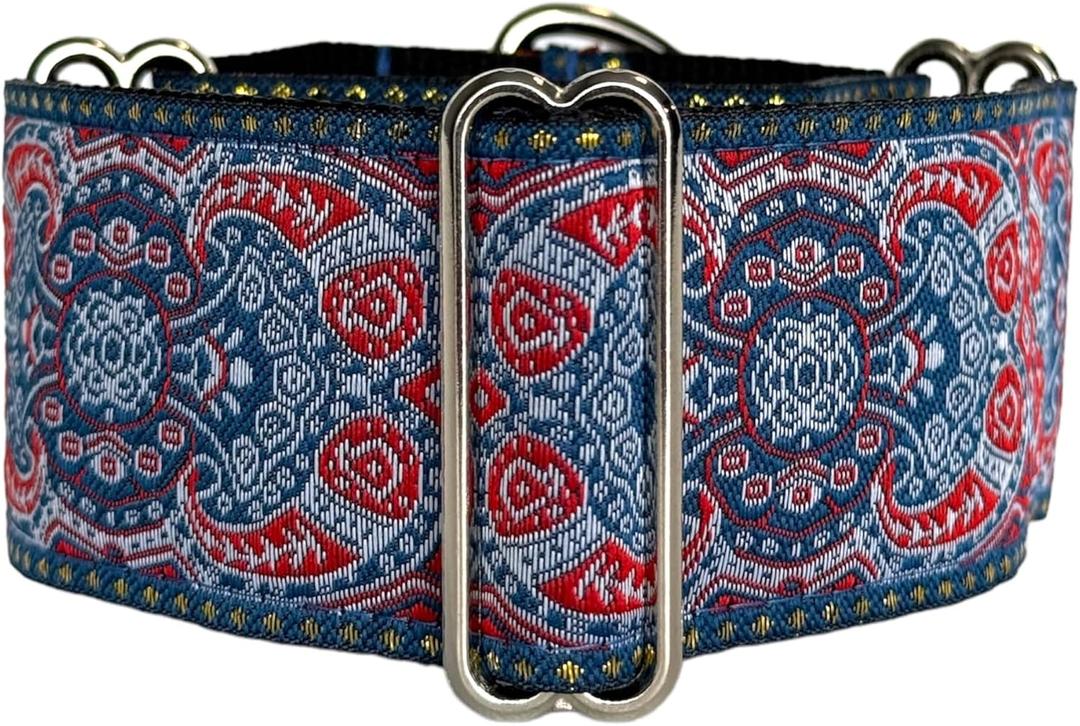 Martingale dog collar for Greyhound Saluki Whippet and other breeds with similar neck 2" wide (L 14"-18")