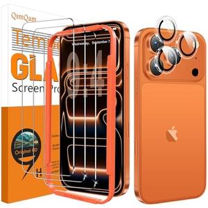 QsmQam 3 Pack Screen Protector for iPhone 17 Pro Max 6.9 Inch + 1 Pack Individual Camera Lens Protector, Ultra HD Tempered Glass, Military Grade Shatterproof, Case Friendly [with Installation Frame]