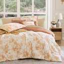 BLOOMHAVEN Full Comforter Set -7 Pieces Autumn Leaf Floral Comforter Set for All Seasons, Bed in a Bag Full with Botanical Flowers Comforter, Sheets, Pillowcases & Shams