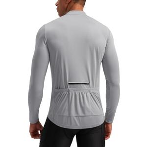 Bikewa Men's Cycling Jersey with 3+1 Rear Zipper Pockets Long Sleeve Moisture Wicking UPF 50+ Half Zip Riding Bike Shirts, Medium