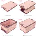 Pink Collapsible Storage Bins with Lids 2-Pack, Folding Plastic Stackable Utility Crates 30L, Durable Containers for Home & Garage Organization