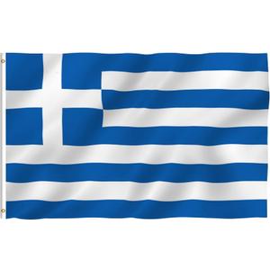 Anley Fly Breeze 3x5 Foot Greece Flag - Vivid Color and Fade Proof - Canvas Header and Double Stitched - Greek National Flags Polyester with Brass Grommets 