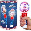 ArtCreativity 7.5 Inch Light Up Patriotic Magic Ball Wand for Kids, Batteries Included, Flashing LED Light Up Spinner Toy for Boys and Girls, 4th of July Toy for Kids, Birthday Party Favor