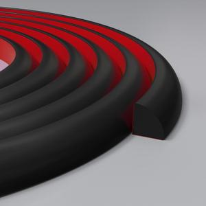 3/4 Inch Flexible Quarter Round Molding, Peel and Stick Rubber Floor Trim, Quarter Round Trim with 3m Tape, Self-Adhesive Bathtub Trim Molding (Black)