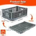 Collapsible Milk Crate, 52L Heavy Duty Plastic Storage Crate Stackable, Collapsible Crates for Storage, Space Saving for Home & Camping - Large Holds 130 lbs, Dark Grey