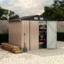 Outdoor Metal Sheds 6x8, Outdoor Storage Shed Metal Garden Tool Shed for Backyard, Utility Sheds Buildings with Air Vent (Brown)