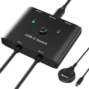 USB C Switch,USB C Switcher 2 Computers,Type C KVM Switch 8K@60Hz 4K@120Hz Video/10Gbps Data Transfer/100W Charging,Compatible with Thunderbolt Device,USB-C Cables Included