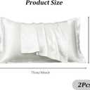 Satin Pillowcases, Similar to Mulberry Silk Pillowcase for Hair and Skin Pillow Cases Standard Size with Envelope Closure Soft and Cooling Gift for Women Men Beauty Sleep (2Pack 20x30 Inches) (White)