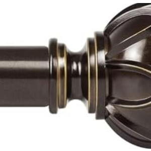 KAMANINA Curtain Rods for Windows 72 to 144 Inches (6-12ft) Long Heavy Duty Curtain Rod, 7/8 Inch Adjustable Decorative Drapery Rods with Netted Texture Finials, Bronze