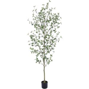 Bellacat 7ft Artificial Quince Leaf Tree with Realistic Trunks, 84in Faux Quince Leaf Tree with Lifelike Leaves for Garden, Home, Living Room Decor