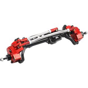 Aluminum Alloy Portal Axle Complete Front Axle for Axial SCX10 III AXI03007 1/10 RC Crawler Upgrades (Red&Black, Front)