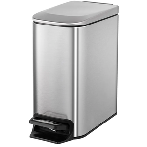 Cesun Small Bathroom Trash Can with Lid Soft Close, Step Pedal, 6 Liter / 1.6 Gallon Stainless Steel Mini Garbage Can for Office, Outdoor Trash Bin with Removable Inner Bucket (Silver)