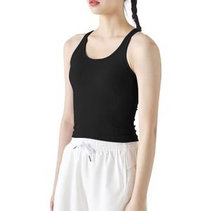 sphinx cat Ribbed Workout Short Racerback Tank Tops for Women with Built in Bra (8, Black)