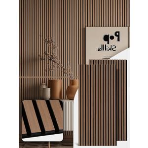 Mollywell Wood Panels for Wall, Time-Saving Installation, Versatile Wood Slat Wall Decor, Enhanced Acoustic & Sound Proof Fluted Design for Home & Office, 2 Pcs Teak, 47.2x23.6 Inch