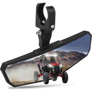 UTV Rear View Mirror, HD SXS UTV Center Mirror with Aluminum Clamp fits 1.5"-2.0" Roll Cage Mount, Compatible with Polaris RZR, Maverick Can Am X3, Pioneer, Talon, Kawasaki, CFMOTO, Yamaha