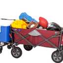 MacSports Collapsible Folding Outdoor Utility Tailgate Wagon with Cargo Trailer, Wine Red