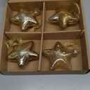 DN DECONATION Mercury Glass Star Ornaments Assorted, Christmas Ball Ornaments, Hanging Christmas Tree Decorations for Xmas Tree Winter Holiday Home Wedding Party (Gold, 4Pcs)