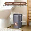 CEROELDA 3 Pack Bathroom Trash Can with Lid, 10L/2.6 Gal Small Garbage Can with Press Top Lid, Slim Plastic Waste Basket for Toilet, Office, Bedroom (Grey)