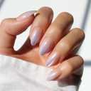 Glamnetic Press On Nails - Polar Day Fake Nails | Short Almond Fake Nails with Ombr Lilac Tips and Glossy Velvet Finish, Salon Quality | 15 Sizes - 30 Nail Kit with Glue