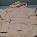 Womens 2025 Hoodies Button Collar Drawstring Hooded Pullover Casual Long Sleeve Tops Sweatshirts Fall Fashion Size S