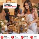 VIKEER 4 Pack Chafing Dishes for Buffet, 5QT Stainless Steel Round Chafing Dishes Buffet Set with Glass Lid and Lid Holder, Food Warmers for Parties, Catering, and Weddings