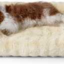 Lesure Fluffy Dog Beds for Medium Dogs - Rectangle Orthopedic Calming Pet Sofa,Plush Bubble Bolster Pet Bed with Removable Washable Cover and Nonskid Bottom,30x24x8inches,Beige