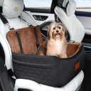 WOOAIDAGG Dog Car Seat for Small Dogs Under 30lbs,Ultra Soft Fabric & Memory Foam Pet Travel Car Bed,Washable & Detachable,Anti-Slip Bottom,2 Storage Pockets and Safety Tethers(Black/Brown)