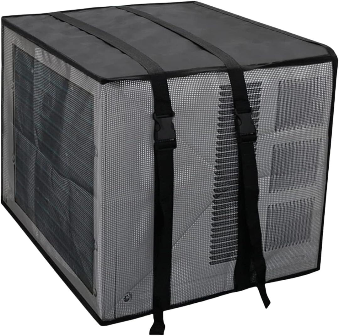 Mesh Window Air Conditioner Cover Outdoor, window ac covers for outside 21" W  16" D  15" H, Ventilated Mesh Window Ac Unit Cover Insulation Black Dust-Proof Waterproof AC Protection Defender