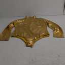 ODIZLI Women Shiny Metallic Long Sleeve Leotard Mock Turtleneck One Piece Bodysuit for Gymnastics Ballet Dance, 2XL