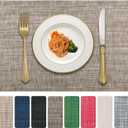 Vinyl Placemats Set of 8, PVC Woven Washable Non-Slip Table Mats, Heat Resistant Wrinkle Free Place Mats for Dining Table, Easy to Clean (8, Cappuccino)