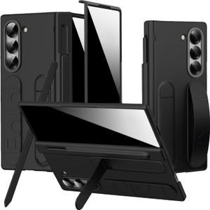 NINKI for Samsung Galaxy Z Fold 7 Case with Stylus Built-in Privacy Screen Protector &Kickstand, Full Coverage Hinge Guard Shockproof Phone Case for Galaxy Z Fold7 with Finger Strap &Pen Holder -Black