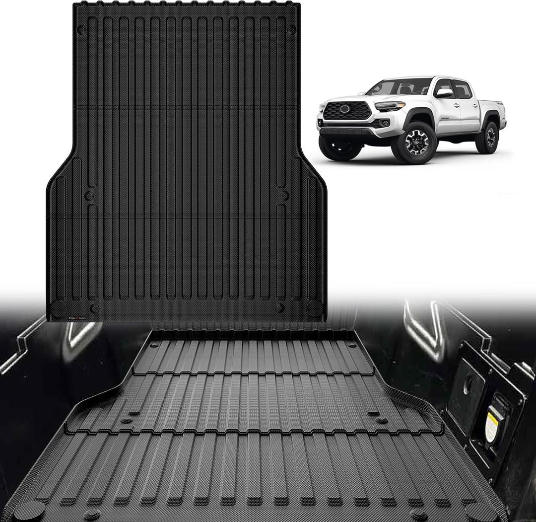 TripleAliners Truck Bed Mat Compatible with 2005-2023 Toyota Tacoma Accessories 5FT Vehicle Perfectly Flush All Weather Protection TPE Heavy Duty Pickup Car Bed Cargo Mat