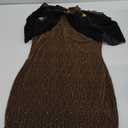 ZOMVA Plus Size Sparkly Party Dress Bodycon Halter Neck with Cape Cocktail Glitter Formal Club Night Out (Gold & Black) L