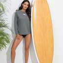 Halcurt Women's Long Sleeve Rash Guard Swim Shirt with Built in Bra Lightweight UPF50+ Quick Dry Swimsuit Top (Gray, M)