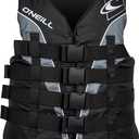 ONeill Mens SuperLite USCG Approved Life Vest Lightweight Mens Life Jacket for Boating, Wakeboarding, Waterskiing & Your Favorite Water Activities,/Black/Smoke:White,2XL
