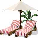 Fumete 2 Pack Lounge Chair Covers 30 x 85 Inch Pool Chaise Lounge Towels Microfiber Beach Chair Towel Portable Striped Outdoor Patio Furniture Cover for Sunbathing Picnic Spa(Orange)