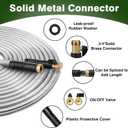 75FT Metal Garden Hose 304 Stainless Steel Flexible Water Hose - No Kink & Tangle Heavy Duty Pipe with Nozzle, Durable 3/4 Brass Fittings and Valve - Rust Proof Puncture Proof for Yard Lawn