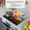 Floral Stove Top Cover for Electric Stove, Flower Range Covers, Butterfly Range Top Mat, Winter Holiday Cooktop Cover 28x20 inch, Glass Cooktop Covers for Kitchen Home Decor, Reusable Cover