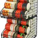 Stackable Can Organizer for Pantry with 2 Adjustable Dividers, Soda Can Organizer, Can Storage Dispenser Holds up to 28 Cans, 2 tier Metal Wire Baskets Can Holder for Kitchen Cabinet Pantry, Black